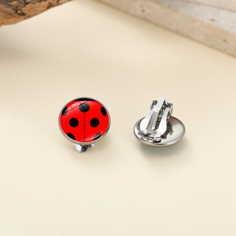 Ladybug Polka Point Cartoon Time Gem Ear Clip Women'S Animation Fashion Simple Earrings Earrings Jewelry - Image 2